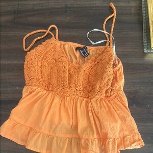 Forever 21 Orange Ruffled Bustier Camisole